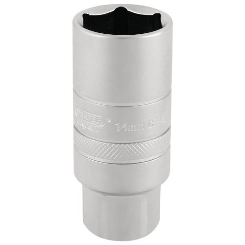 Draper Expert 14mm Thread 6 Point Satin Chrome Spark Plug Socket, 3/8" Sq. Dr., 21mm - 16777_DT-PLUG-MS.jpg