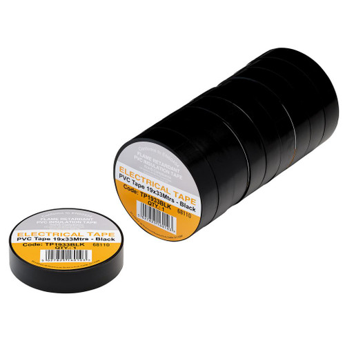 Black PVC Electrical Insulation Tape, 19mm x 33m (Pack of 10) - 29496_1.jpg