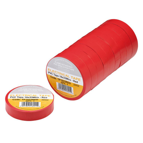 Red PVC Electrical Insulation Tape, 19mm x 33m (Pack of 10) - 29501_1.jpg