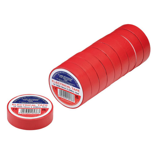 Red PVC Electrical Insulation Tape, 19mm x 20m (Pack of 10) - 29530_1.jpg